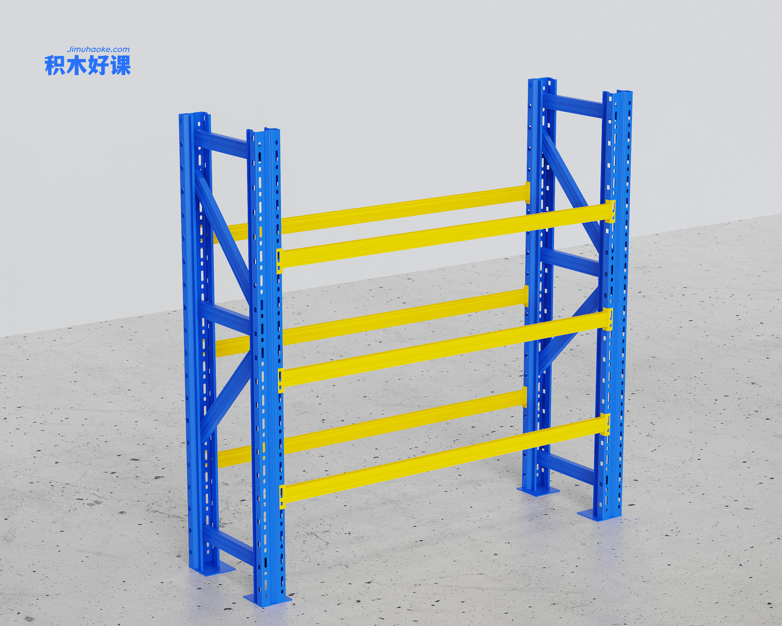 AutoCAD练习07：三维仓库货架建模和渲染